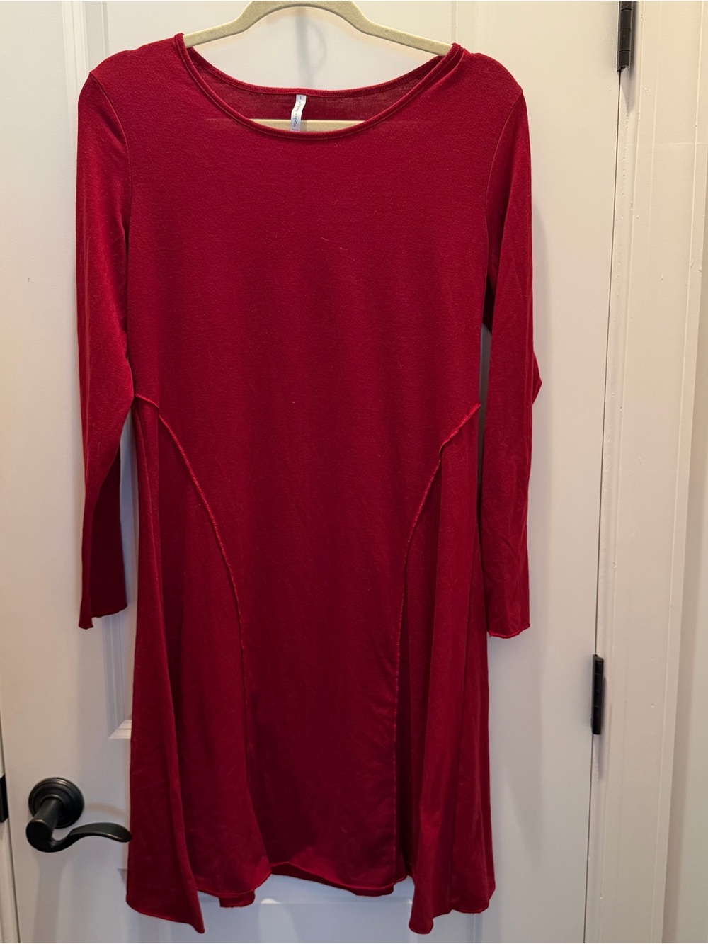 Passport Deep Red Scoop-Neck Long-Sleeve A-Line Dress
